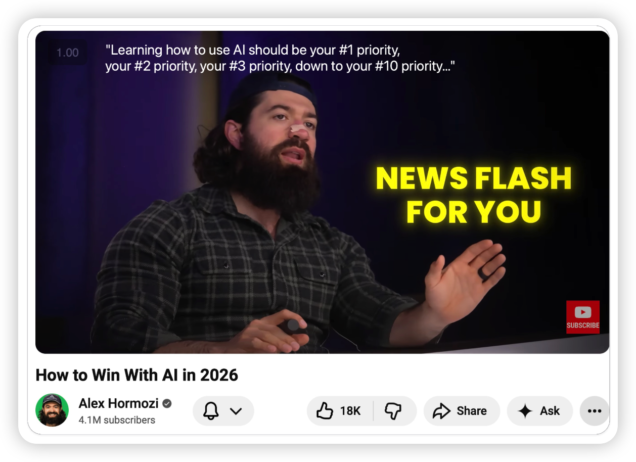 Alex Hormozi on learning AI as your top priority