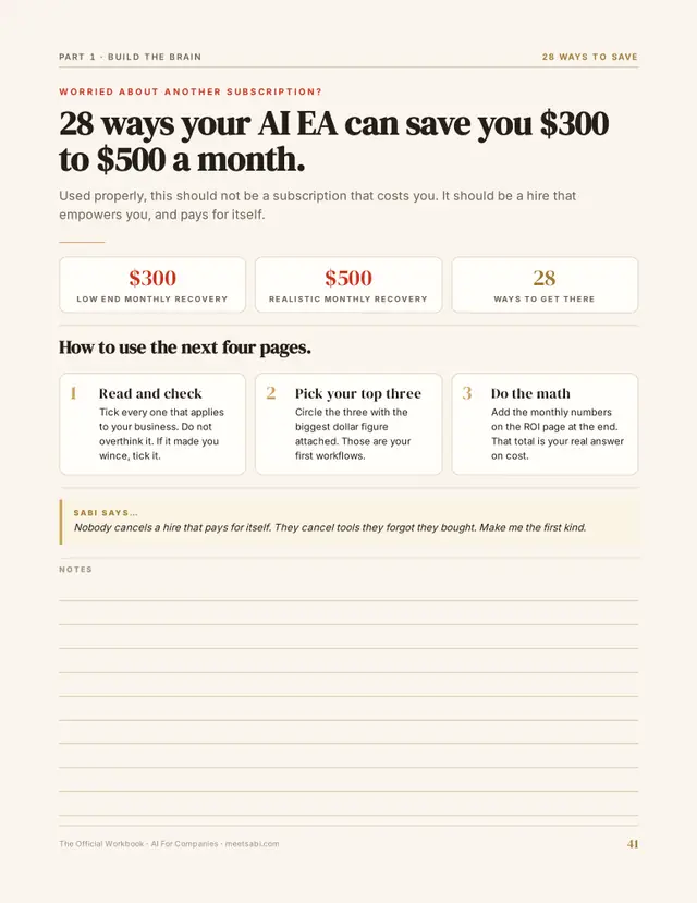 28 ways your AI EA can save you $300 to $500 a month