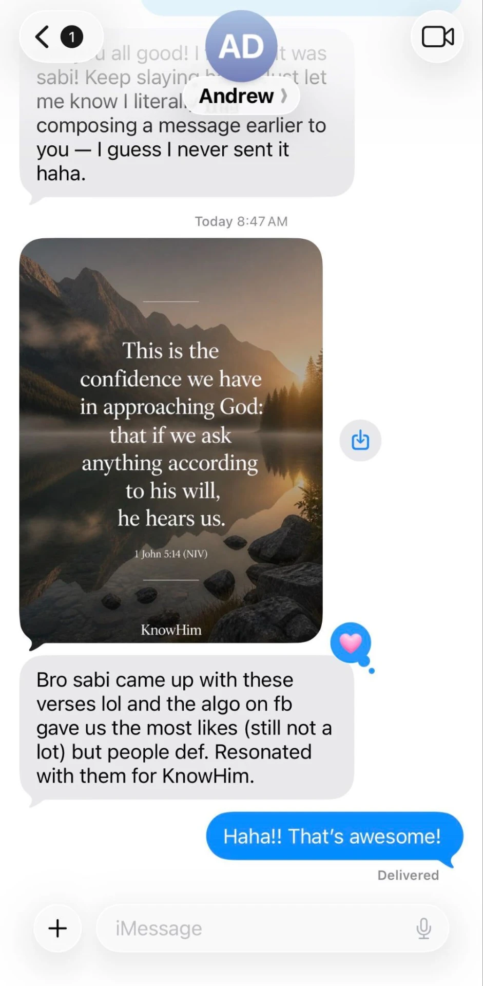 Andrew: Sabi came up with these verses and the algorithm gave us the most likes. People resonated with them.